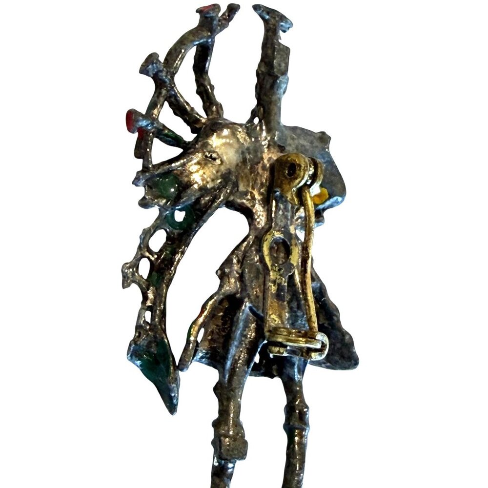 Vintage Scottish Piper Brooch Pin With Enamel Details Bagpipe Design - Picture 5 of 5